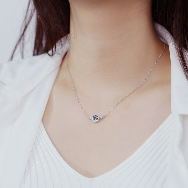 Conjunto de joyas con colgante redondo de alejandrita natural de Olivenorma