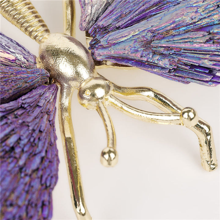 Decoración con forma de mariposa de turmalina natural morada galvanizada de Olivenorma