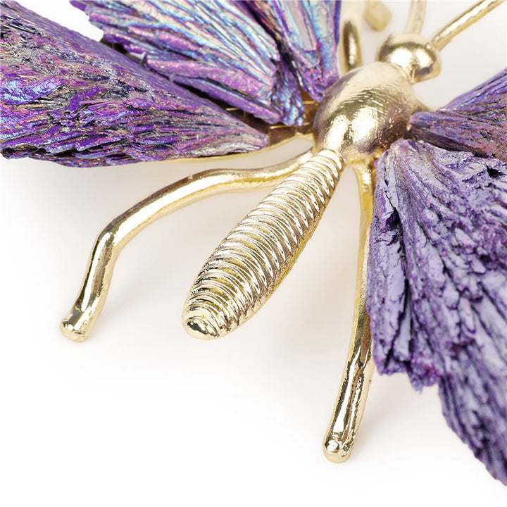 Decoración con forma de mariposa de turmalina natural morada galvanizada de Olivenorma