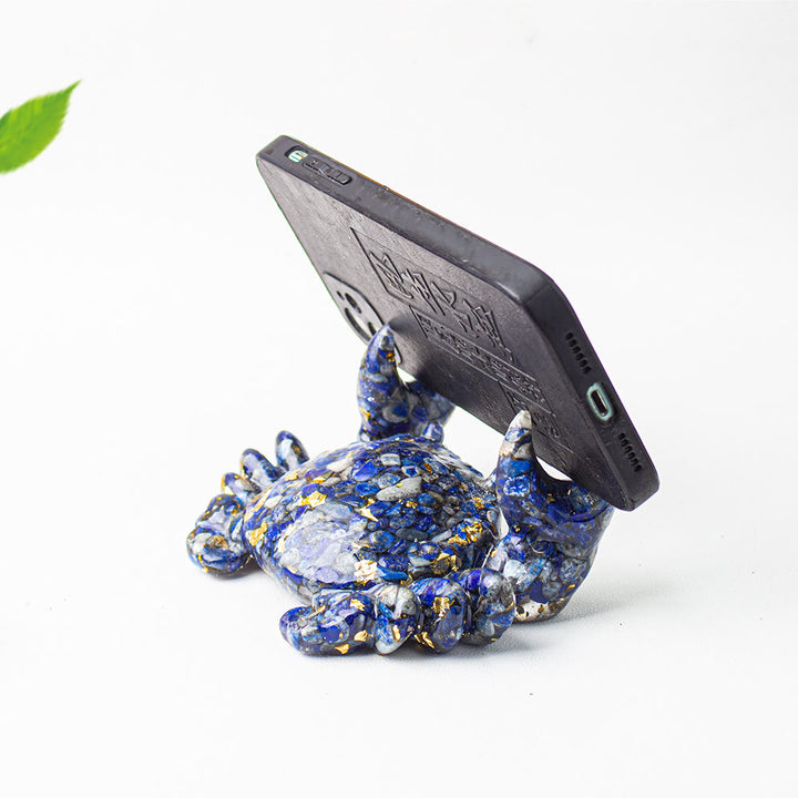 Soporte para teléfono con forma de cangrejo de epoxi de cristal de Olivenorma , decoración con piedras preciosas