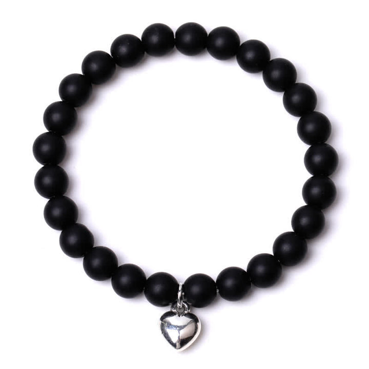 Pulsera de equilibrio curativo de cuarzo con piedra natural en forma de corazón de Olivenorma