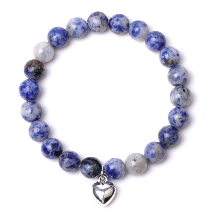 Pulsera de equilibrio curativo de cuarzo con piedra natural en forma de corazón de Olivenorma