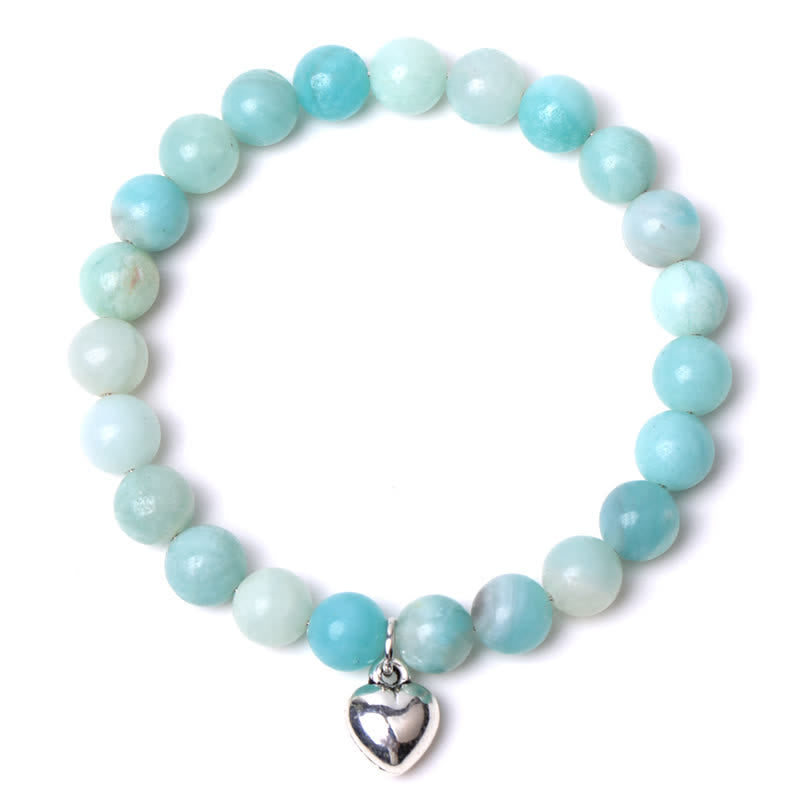Pulsera de equilibrio curativo de cuarzo con piedra natural en forma de corazón de Olivenorma