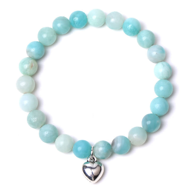 Pulsera de equilibrio curativo de cuarzo con piedra natural en forma de corazón de Olivenorma