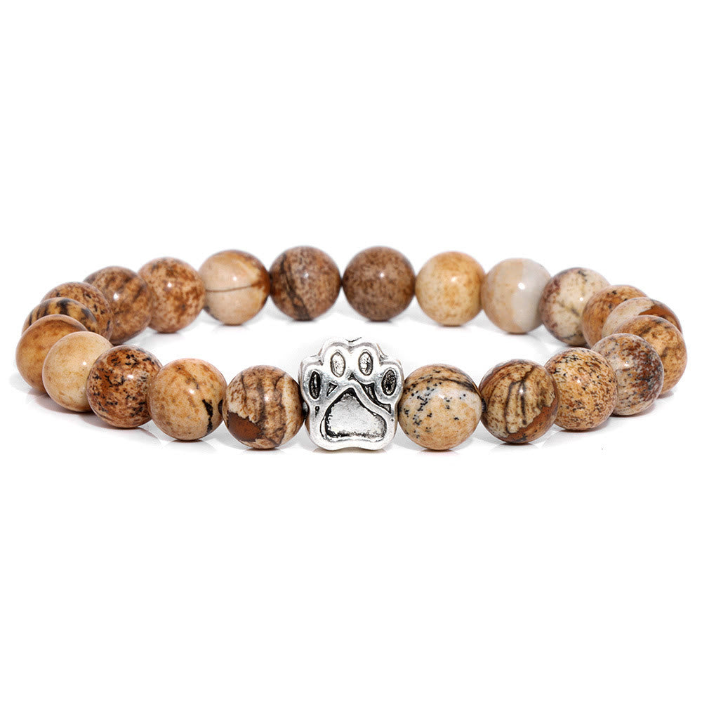 Pulsera con colgante de pata de perro y cuentas de piedra natural de Olivenorma