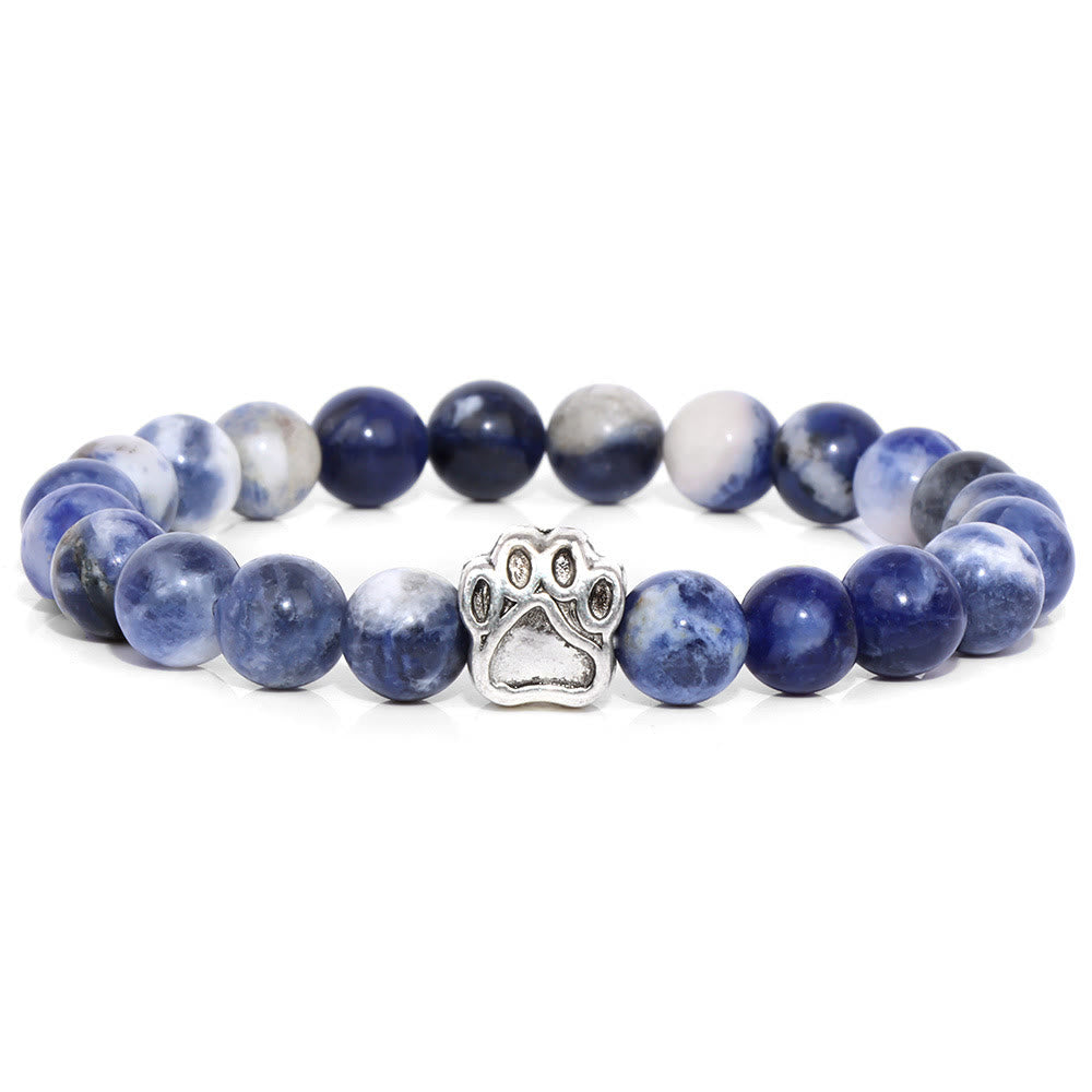 Pulsera con colgante de pata de perro y cuentas de piedra natural de Olivenorma