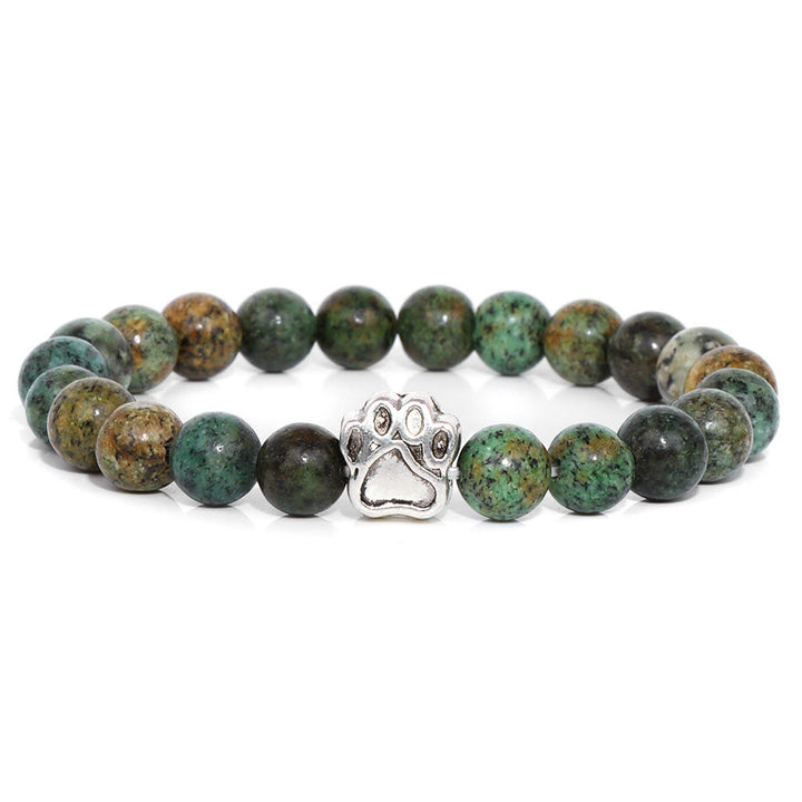 Pulsera con colgante de pata de perro y cuentas de piedra natural de Olivenorma