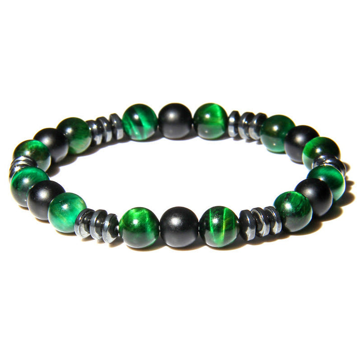 Pulsera de cuentas de hematita y ojo de tigre natural de Olivenorma