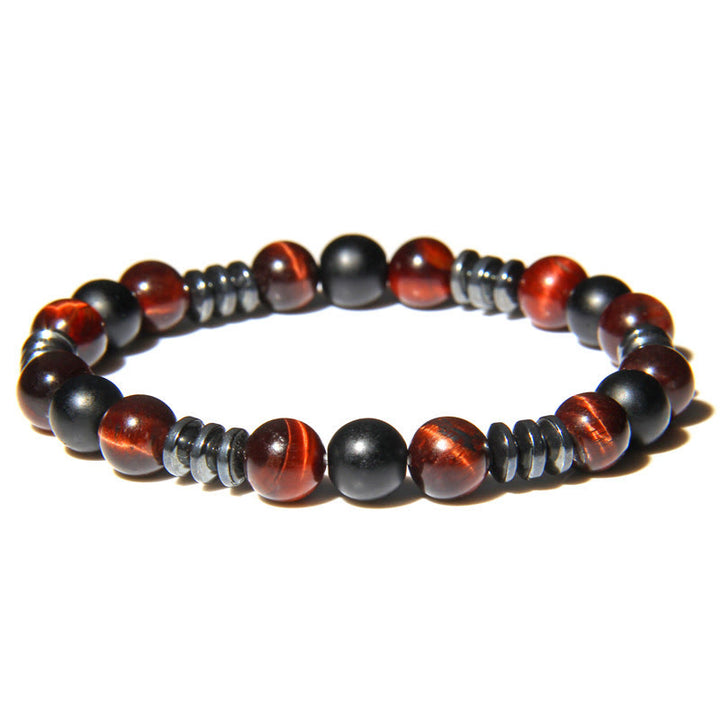 Pulsera de cuentas de hematita y ojo de tigre natural de Olivenorma