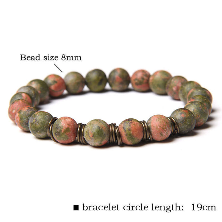 Pulsera de alambre de cobre dorado con cuentas de piedra natural de Olivenorma