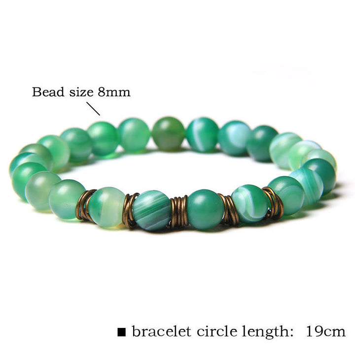 Pulsera de alambre de cobre dorado con cuentas de piedra natural de Olivenorma