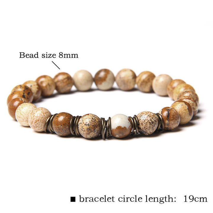 Pulsera de alambre de cobre dorado con cuentas de piedra natural de Olivenorma