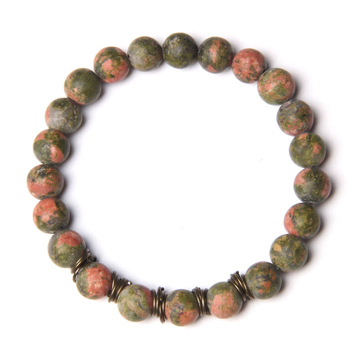 Pulsera de alambre de cobre dorado con cuentas de piedra natural de Olivenorma