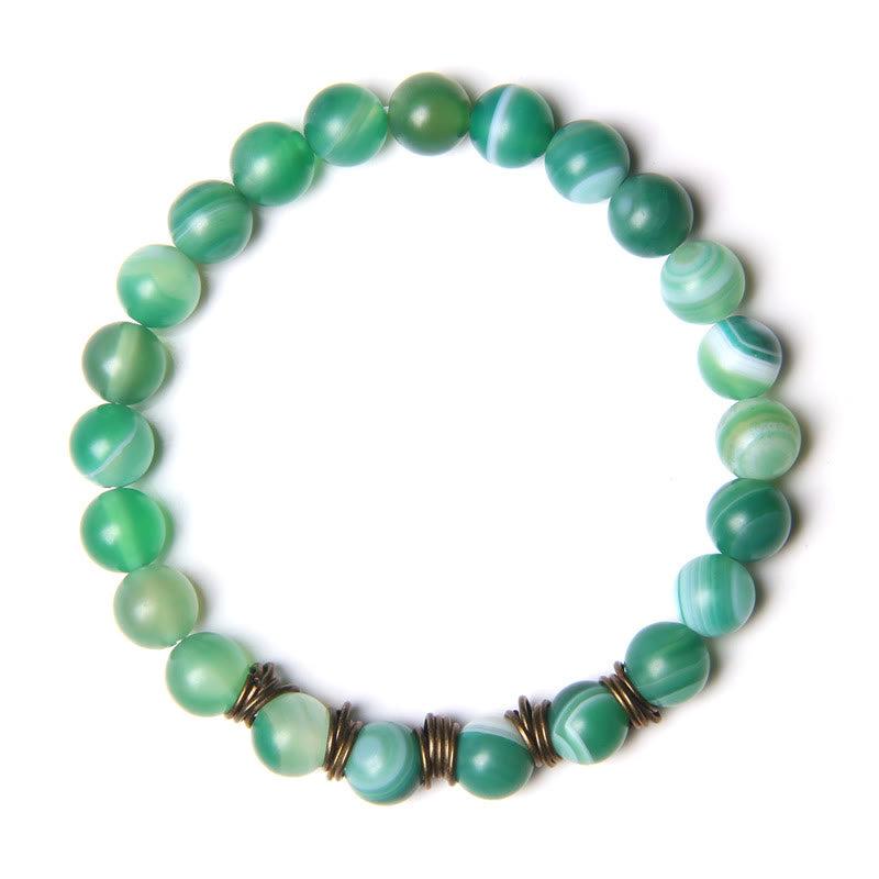 Pulsera de alambre de cobre dorado con cuentas de piedra natural de Olivenorma