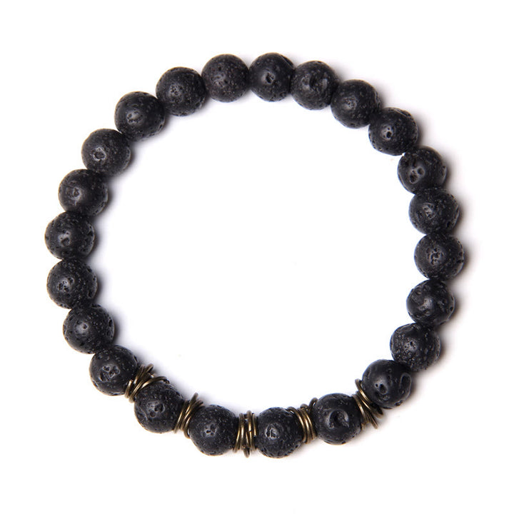 Pulsera de alambre de cobre dorado con cuentas de piedra natural de Olivenorma