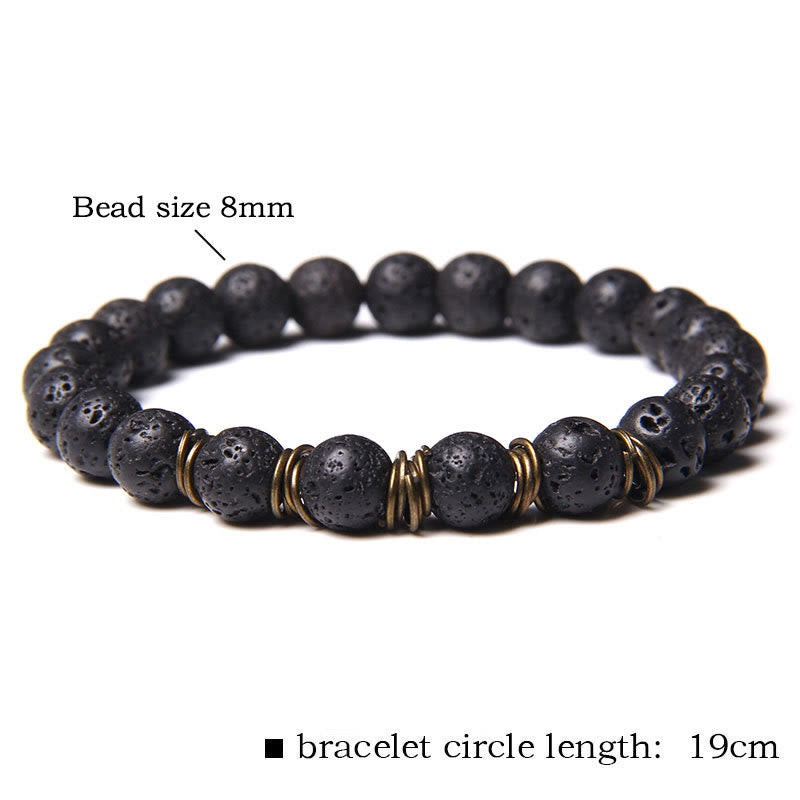 Pulsera de alambre de cobre dorado con cuentas de piedra natural de Olivenorma