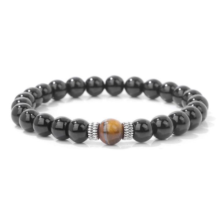 Pulsera de cuentas negras de ojo de tigre natural de Olivenorma