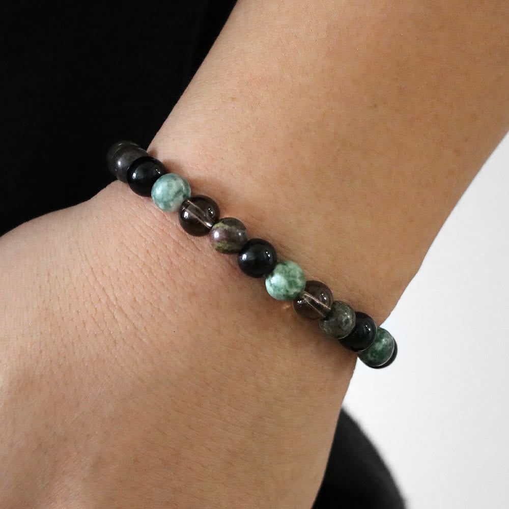 Pulsera con cordón de cuentas de piedra natural de 8 mm de Olivenorma