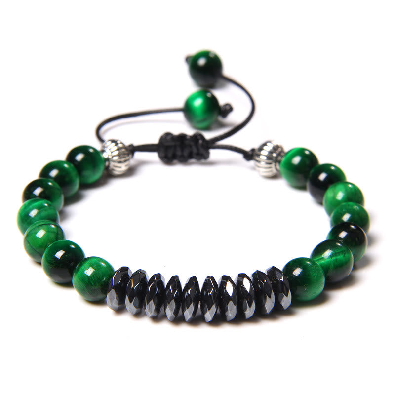Pulsera de cuentas de hematita geométricas de ojo de tigre de 8 mm de Olivenorma