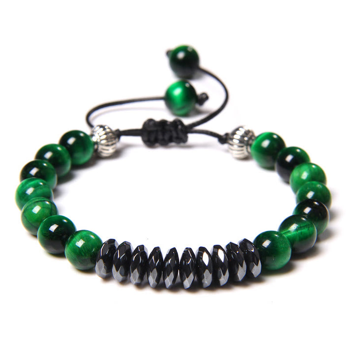 Pulsera de cuentas de hematita geométricas de ojo de tigre de 8 mm de Olivenorma