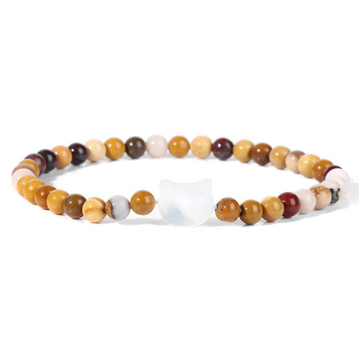 Pulsera de cuentas de piedra natural Olivenorma Nacre Kitten de 4 mm