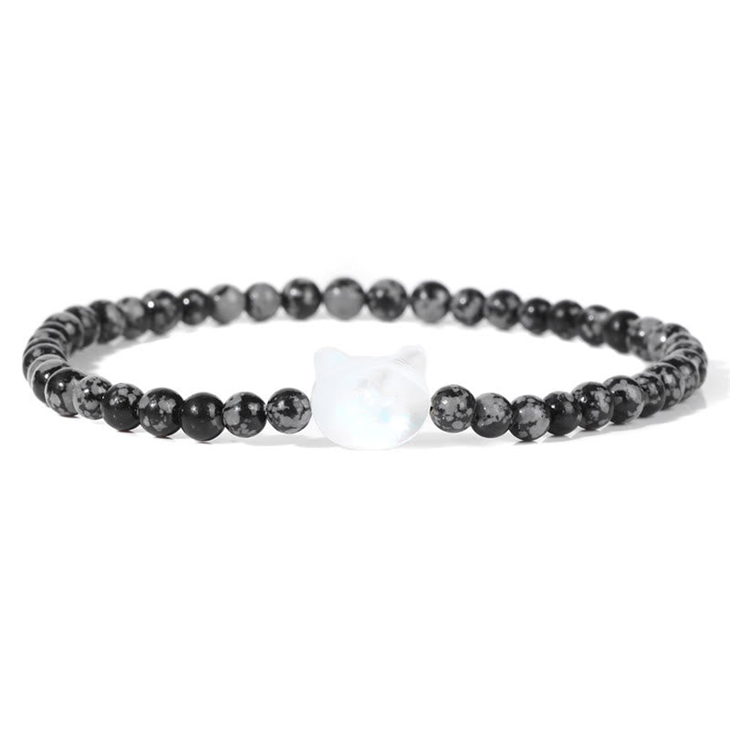 Pulsera de cuentas de piedra natural Olivenorma Nacre Kitten de 4 mm