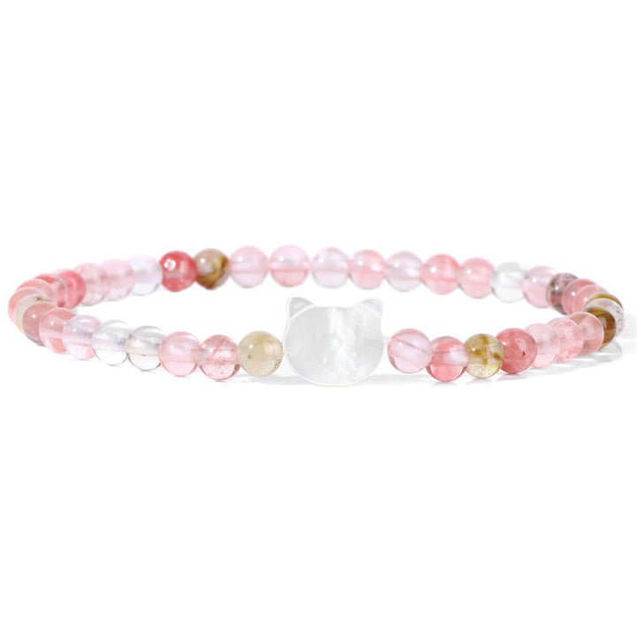 Pulsera de cuentas de piedra natural Olivenorma Nacre Kitten de 4 mm