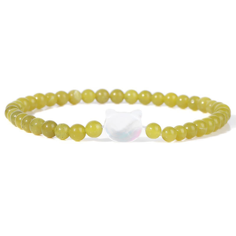 Pulsera de cuentas de piedra natural Olivenorma Nacre Kitten de 4 mm