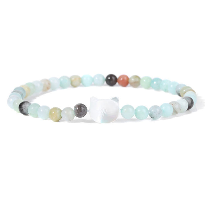Pulsera de cuentas de piedra natural Olivenorma Nacre Kitten de 4 mm