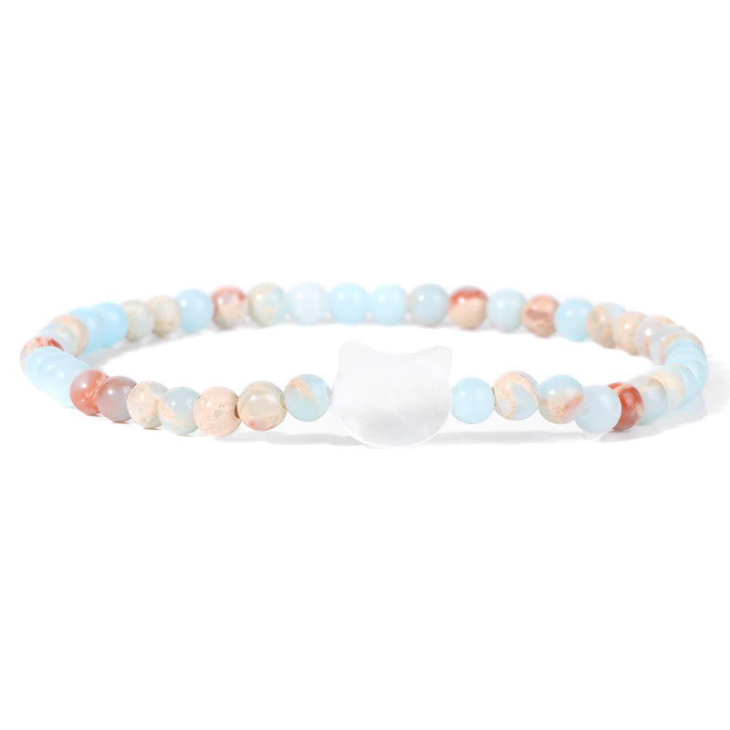 Pulsera de cuentas de piedra natural Olivenorma Nacre Kitten de 4 mm
