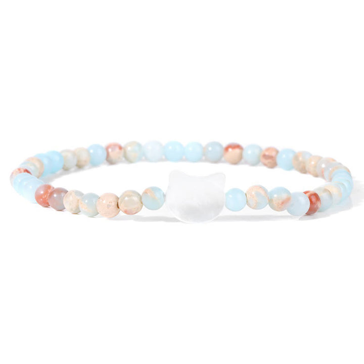 Pulsera de cuentas de piedra natural Olivenorma Nacre Kitten de 4 mm