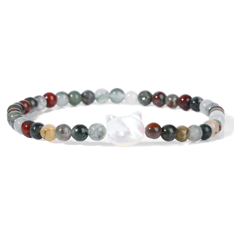 Pulsera de cuentas de piedra natural Olivenorma Nacre Kitten de 4 mm