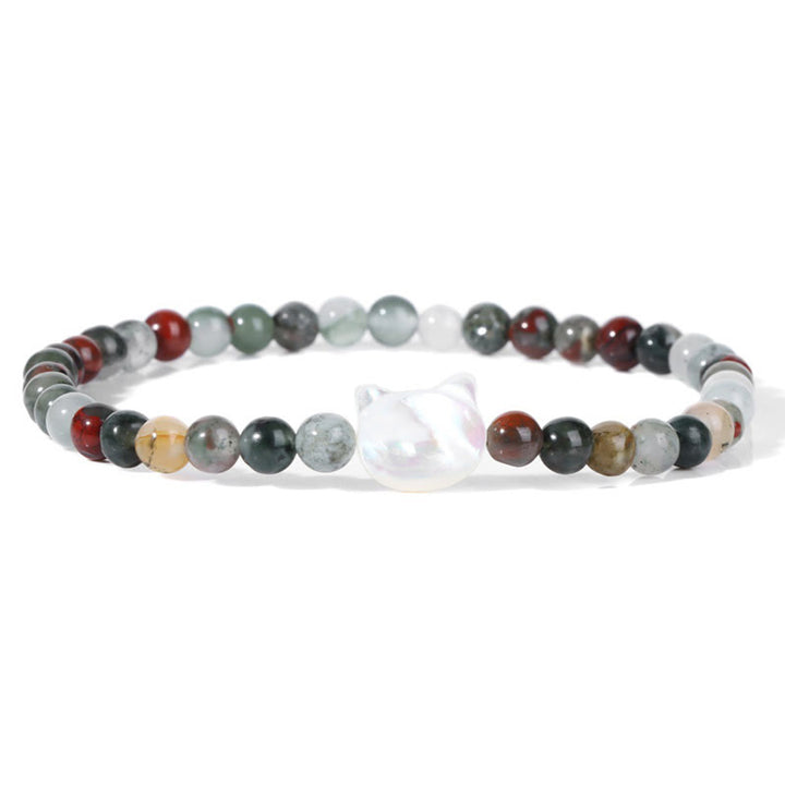 Pulsera de cuentas de piedra natural Olivenorma Nacre Kitten de 4 mm