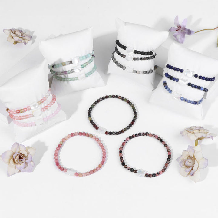 Pulsera de cuentas de piedra natural Olivenorma Nacre Kitten de 4 mm