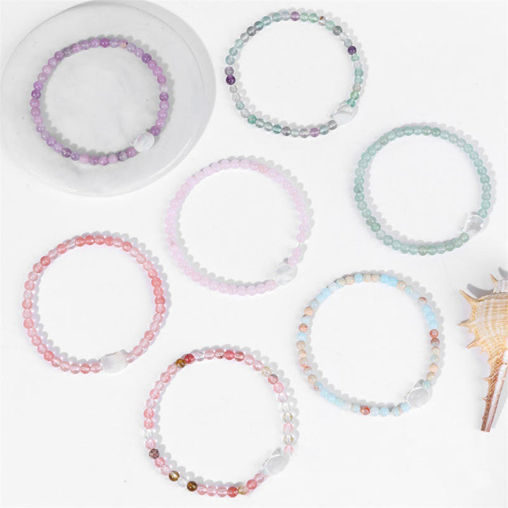 Pulsera de cuentas de piedra natural Olivenorma Nacre Kitten de 4 mm