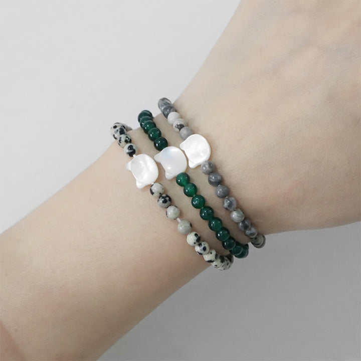 Pulsera de cuentas de piedra natural Olivenorma Nacre Kitten de 4 mm
