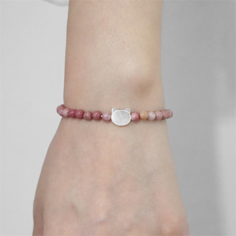 Pulsera de cuentas de piedra natural Olivenorma Nacre Kitten de 4 mm