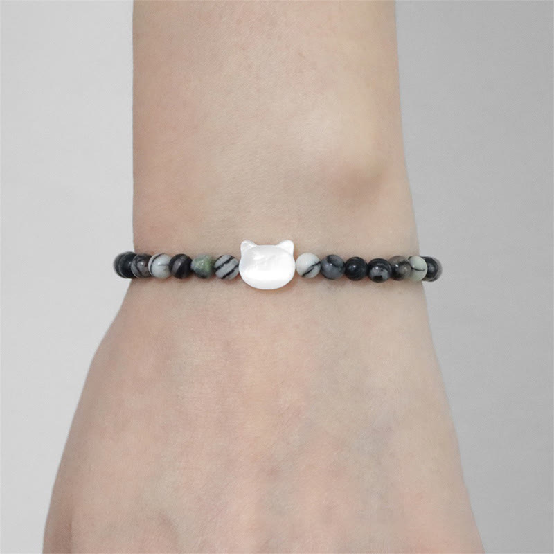 Pulsera de cuentas de piedra natural Olivenorma Nacre Kitten de 4 mm