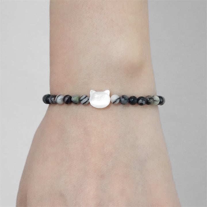 Pulsera de cuentas de piedra natural Olivenorma Nacre Kitten de 4 mm