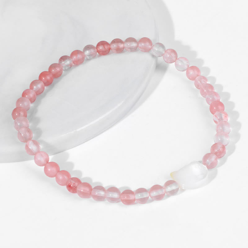 Pulsera de cuentas de piedra natural Olivenorma Nacre Kitten de 4 mm