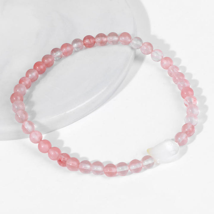 Pulsera de cuentas de piedra natural Olivenorma Nacre Kitten de 4 mm