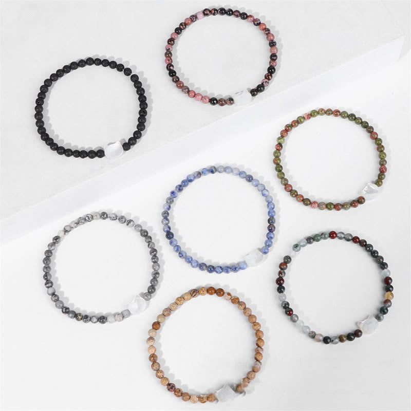 Pulsera de cuentas de piedra natural Olivenorma Nacre Kitten de 4 mm
