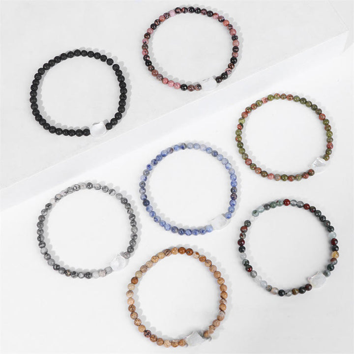 Pulsera de cuentas de piedra natural Olivenorma Nacre Kitten de 4 mm