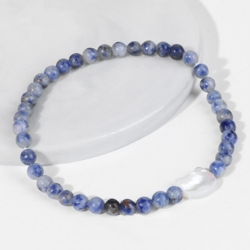 Pulsera de cuentas de piedra natural Olivenorma Nacre Kitten de 4 mm