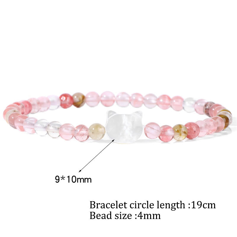 Pulsera de cuentas de piedra natural Olivenorma Nacre Kitten de 4 mm