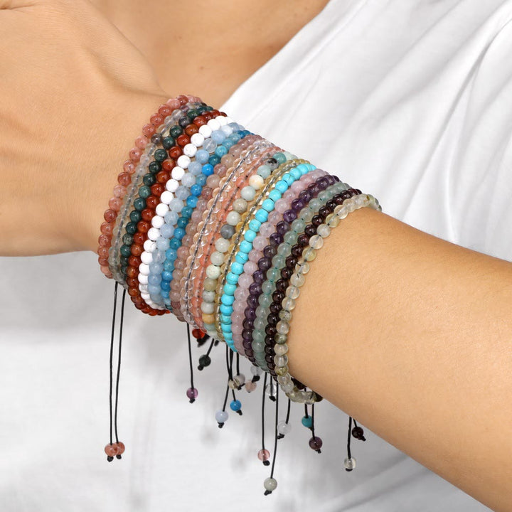 Pulsera con cordón de cuentas de piedra natural de 4 mm/6 mm de Olivenorma