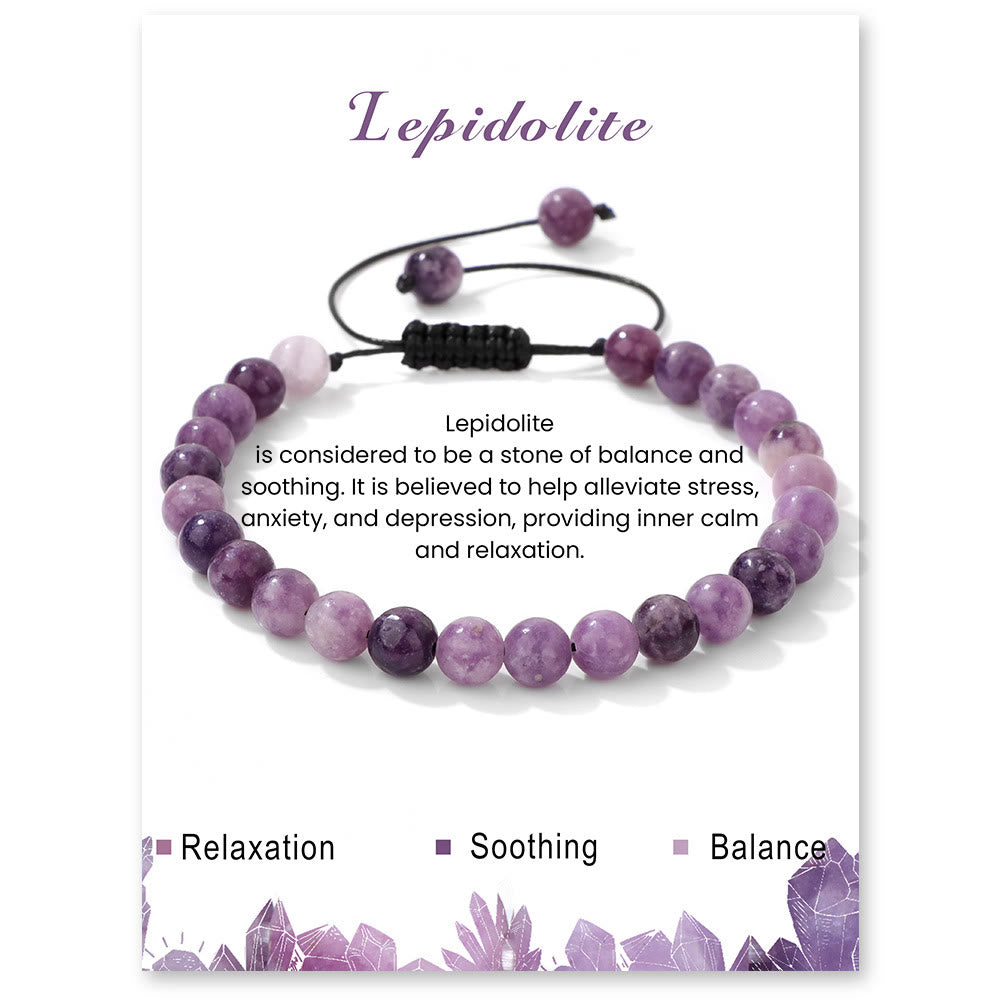 Pulsera con cordón de cuentas de piedra natural de 4 mm/6 mm de Olivenorma