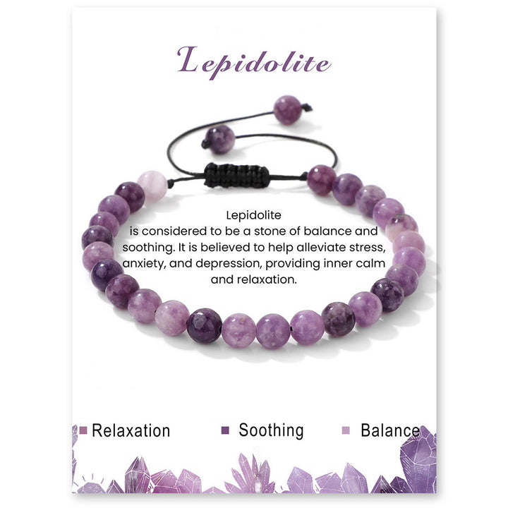 Pulsera con cordón de cuentas de piedra natural de 4 mm/6 mm de Olivenorma