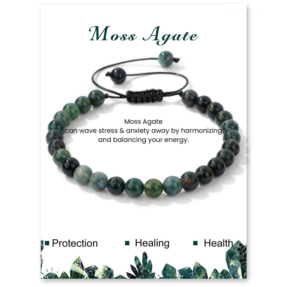 Pulsera con cordón de cuentas de piedra natural de 4 mm/6 mm de Olivenorma