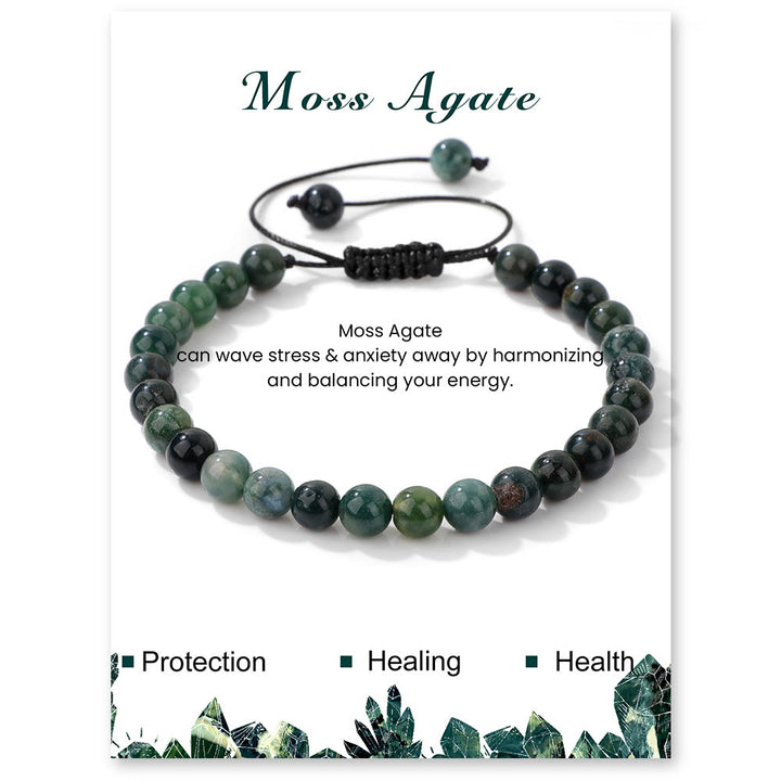 Pulsera con cordón de cuentas de piedra natural de 4 mm/6 mm de Olivenorma